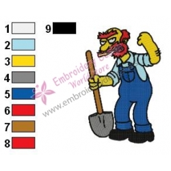 Groundskeeper Willie Simpsons Embroidery Design